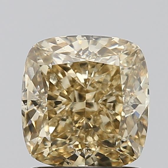 Actual 1.52 carat Fancy Yellow Cushion lab-grown diamond