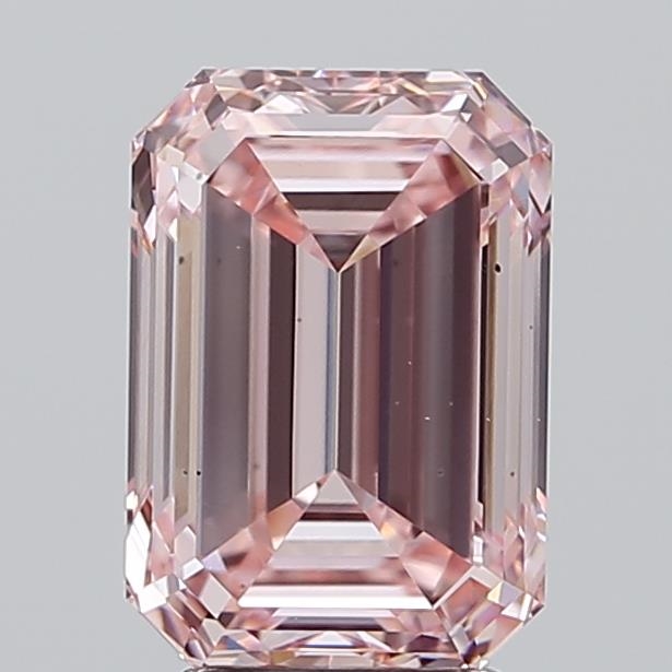 Actual 4.05 carat Fancy Intense Pink Emerald lab-grown diamond