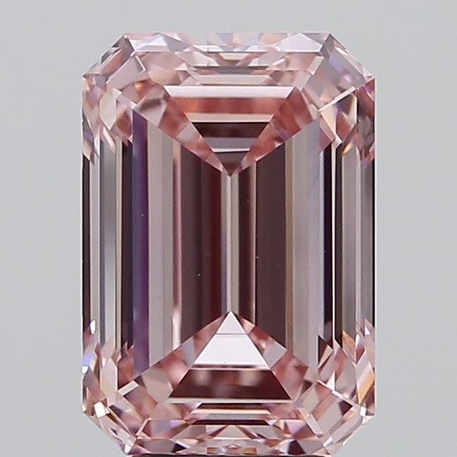 Actual 5.03 carat Fancy Intense Pink Emerald lab-grown diamond