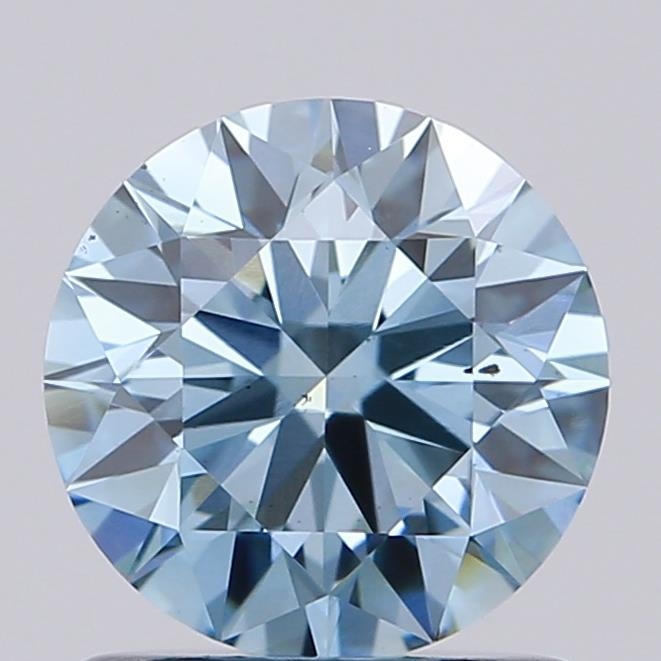 Actual 0.93 carat Vivid Blue Round lab-grown diamond