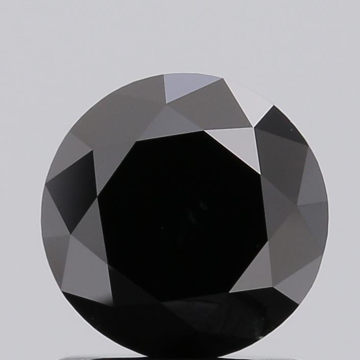 Actual 0.9 carat Fancy Black Round lab-grown diamond