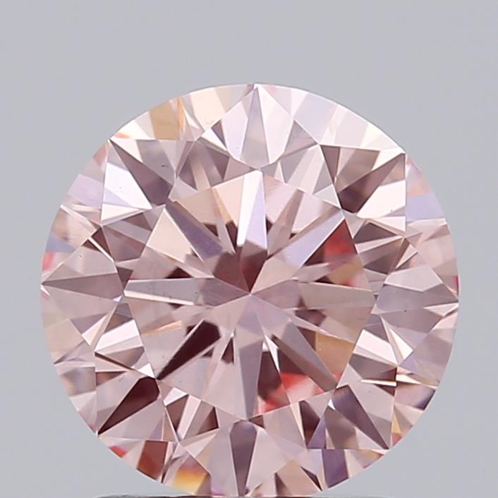 Actual 1.49 carat Vivid Pink Round lab-grown diamond