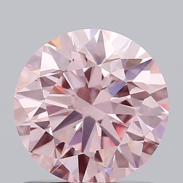 Actual 0.89 carat Vivid Pink Round lab-grown diamond