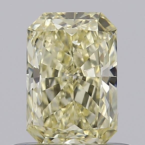 Actual 0.56 carat Fancy Yellow Radiant lab-grown diamond