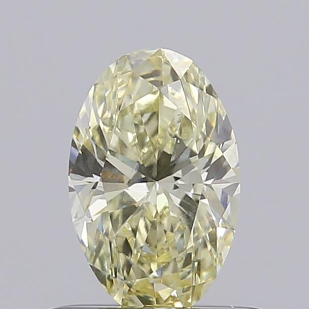 Actual 0.51 carat Fancy Light Yellow Oval lab-grown diamond