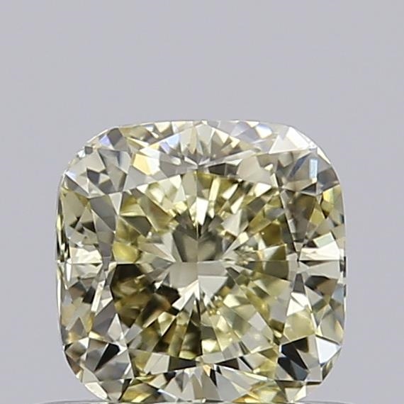Actual 0.57 carat Light Yellow Cushion lab-grown diamond