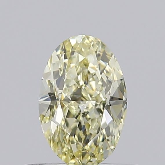 Actual 0.53 carat Fancy Light Yellow Oval lab-grown diamond
