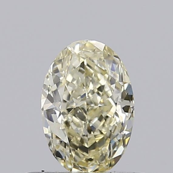 Actual 0.52 carat Fancy Light Yellow Oval lab-grown diamond