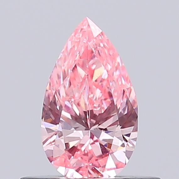 Actual 0.41 carat Fancy Vivid Pink Pear lab-grown diamond