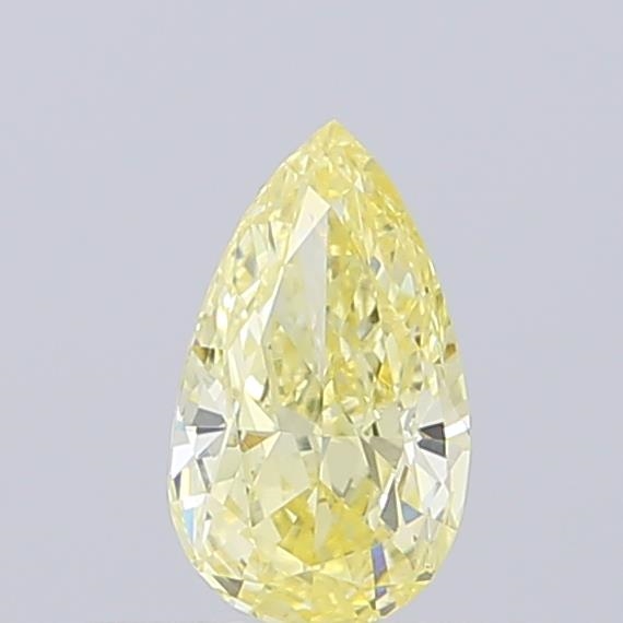 Actual 0.42 carat Fancy Light Yellow Pear lab-grown diamond