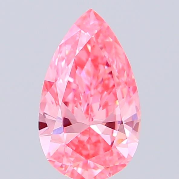 Actual 0.36 carat Fancy Vivid Pink Pear lab-grown diamond