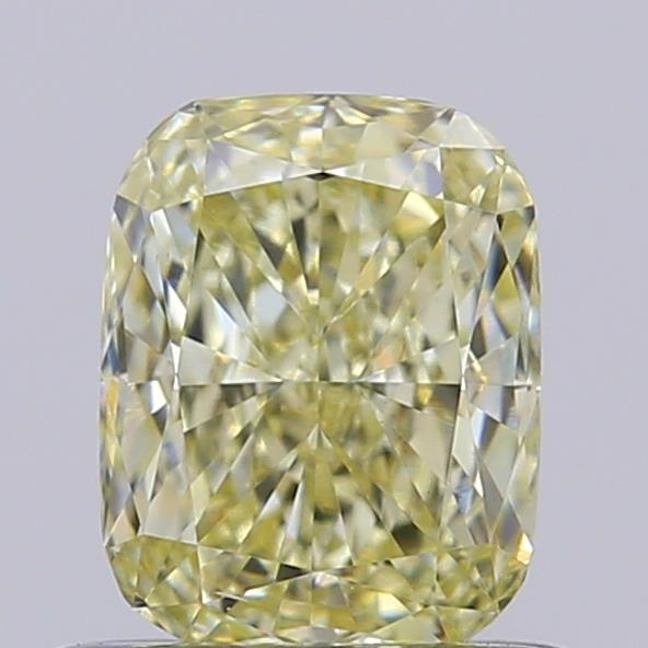 Actual 0.62 carat Fancy Light Yellow Cushion lab-grown diamond