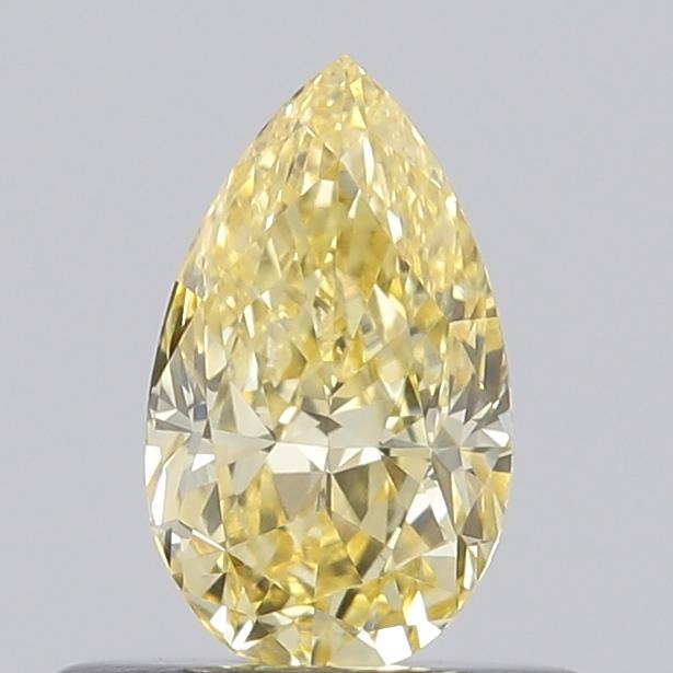 Actual 0.41 carat Fancy Intense Yellow Pear lab-grown diamond