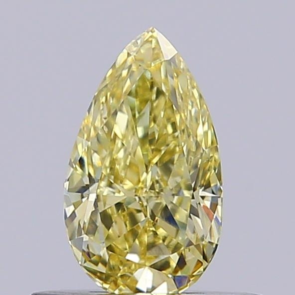 Actual 0.52 carat Fancy Light Yellow Pear lab-grown diamond