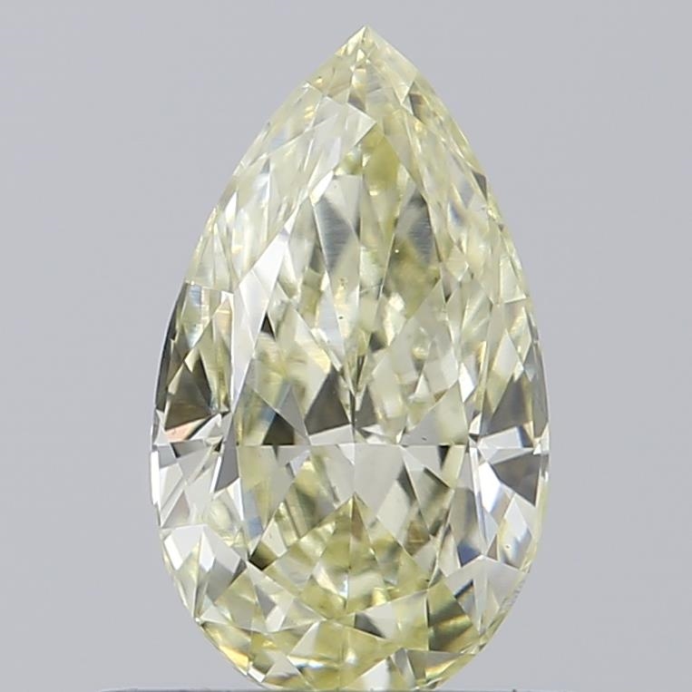 Actual 0.54 carat Light Yellow Pear lab-grown diamond