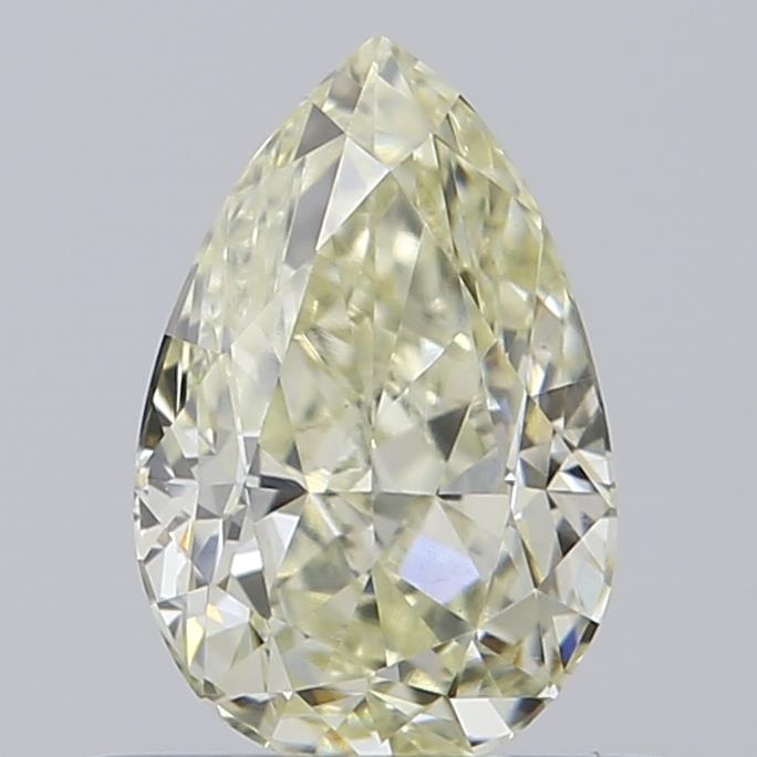 Actual 0.55 carat Very Light Yellow Pear lab-grown diamond
