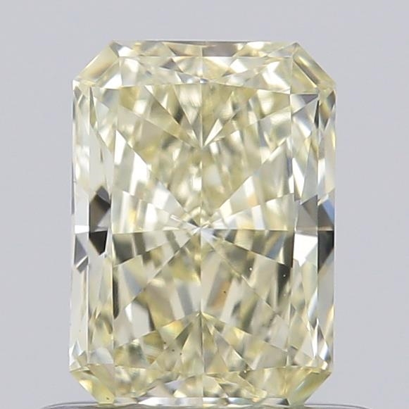 Actual 0.56 carat Light Yellow Radiant lab-grown diamond