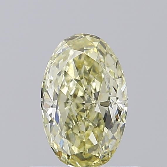 Actual 0.52 carat Fancy Light Yellow Oval lab-grown diamond