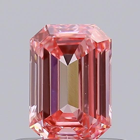 Actual 0.42 carat Fancy Vivid Pink Emerald lab-grown diamond