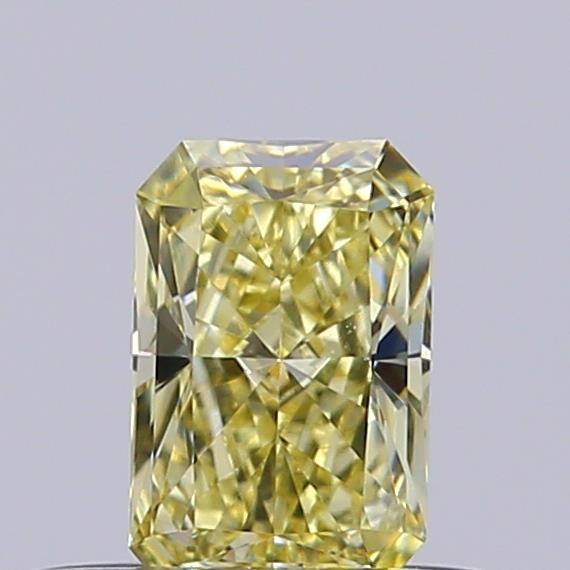 Actual 0.34 carat Fancy Yellow Radiant lab-grown diamond
