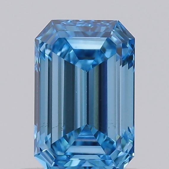 Actual 0.49 carat Fancy Vivid Blue Emerald lab-grown diamond